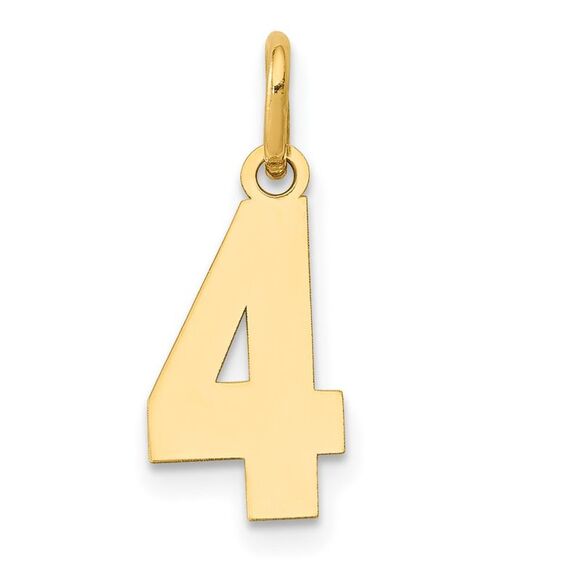 14k Yellow Gold, Athletic Collection, Small Polished Number 4 Pendant - Picture 1 of 5